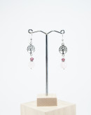 Boucles d'oreilles arbre de vie en Quartz rose. Collection Kimua. Sanuk Création