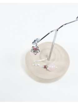 Boucles d'oreilles Quartz Rose Grenat, Sanuk Création