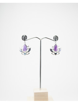 Boucles d'oreilles fleur de Lotus Améthyste, Dokbua, Sanuk création