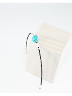 Bracelet Spinelle Noir Scarabée Turquoise, Sanuk Création, Bayonne